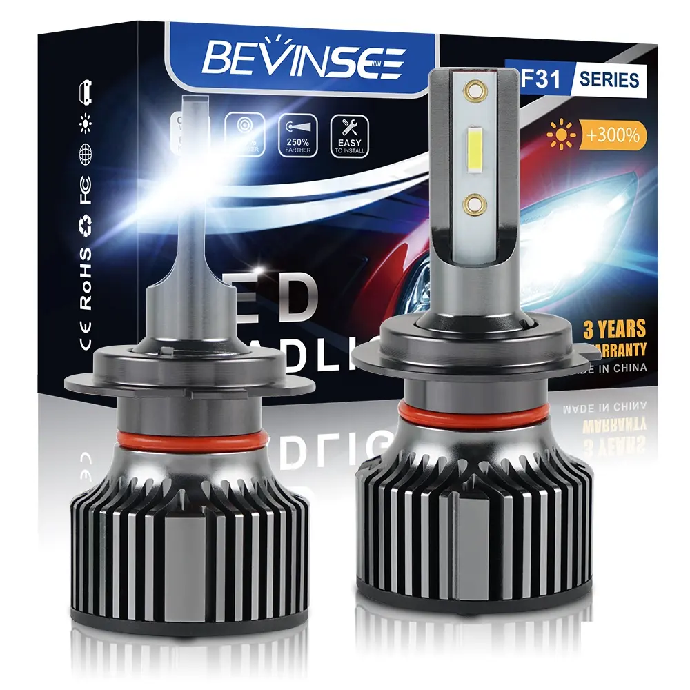 Bevinsee 50W 6000K su geçirmez H7 Led oto far ampul 6000K araba ışık otomotiv Led far