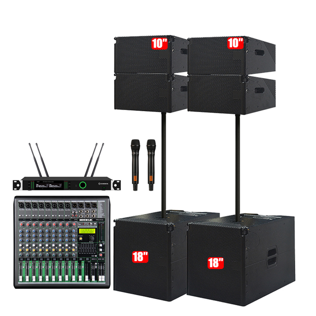 Professional 10 Inch Line Array Speaker System 350W RMS Active Powered Subwoofer for Concert Stage DJ Event