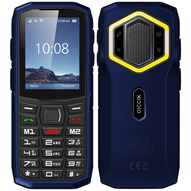IP68/IP69K Rugged Feature Cell Phone with SOS/Camping Light/Emergency Light, 3000 MAh Big Battery, 4G Basic Mobile Phones