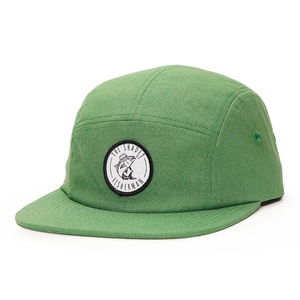 Casquettes de course à 5 panneaux en chanvre tissé non structuré avec logo personnalisé, chapeaux verts - Product Image 1