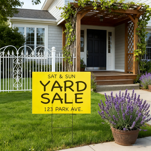 Panneaux de jardin en polypropylène ondulé personnalisés en usine, 18x24, pour la cour, la pelouse, la publicité extérieure, impression couleur UV, avec piquets en H - Product Image 1