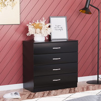 Commode de salon en bois avec 4 tiroirs, poignées et glissières métalliques, meuble de rangement pour chambre à coucher
