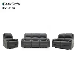 Geeksofa 3 + 2 + 1 Modern hava deri güç elektrikli hareket Recliner koltuk takımı katlanır aşağı masa ile oturma odası mobilya için
