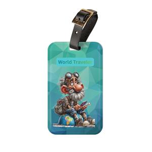 Étiquette de bagage en acrylique OEM/ODM, personnage de <span class=keywords><strong>dessin</strong></span> <span class=keywords><strong>animé</strong></span> 'World Traveler', cadeau de voyage idéal, étiquette d'identification de sac de voyage amusante, pour les vacances, 'Bon Voyage' - Product Image 2