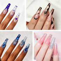 Faux ongles en gros à presser, design carré et cercueil, longueur moyenne, couleur unie