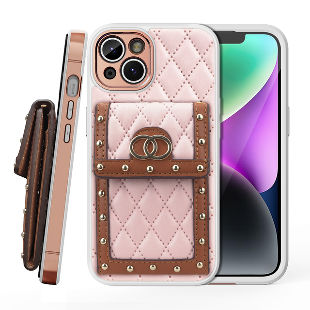 2023 Unique Design Card Holder PU Leather Luxury Mobile Phone Case for iPhone 13 14 Pro Max 14 Plus credit Card slot phone cover