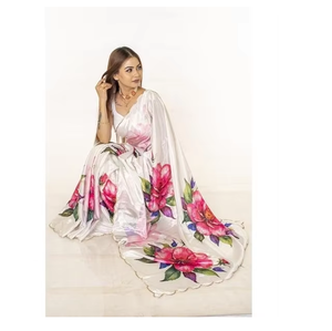 Sari en coton d'inspiration patrimoniale pour femmes avec broderie dorée – Tenue traditionnelle indienne haut de gamme pour festivals et mariages - Product Image 3