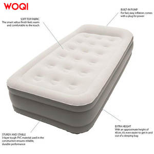 WOQI tek kişi akın kumaş PVC şişme yatak dahili elektrik ile hava pompası - Product Image 2