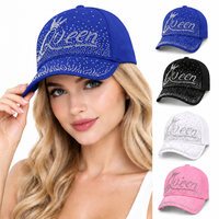 Casquette de baseball pour femme avec strass, couronne scintillante, lettres brillantes, diamants, visière incurvée, réglable, chapeau de soleil d'extérieur