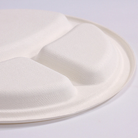 Échantillons gratuits 6 7 8 9 10 12,5 pouces Assiettes en papier biodégradable à compartiments en canne à sucre Vaisselle jetable pour fête d'anniversaire