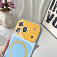 Coque de téléphone Dopamine-style Ins 17 Pro Max, design minimaliste color-block vibrant, compatible magnétique, pour la bière artisanale