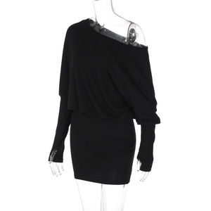 <span class=keywords><strong>Vestido</strong></span> <span class=keywords><strong>Corto</strong></span> de Mujer con Cuello Diagonal, <span class=keywords><strong>Manga</strong></span> <span class=keywords><strong>Larga</strong></span>, Ajustado a la Cadera, Estilo Urbano, Negro y <span class=keywords><strong>Rosa</strong></span>, Cintura Alta, Túnica, <span class=keywords><strong>Vestido</strong></span> de Fiesta - Product Image 4