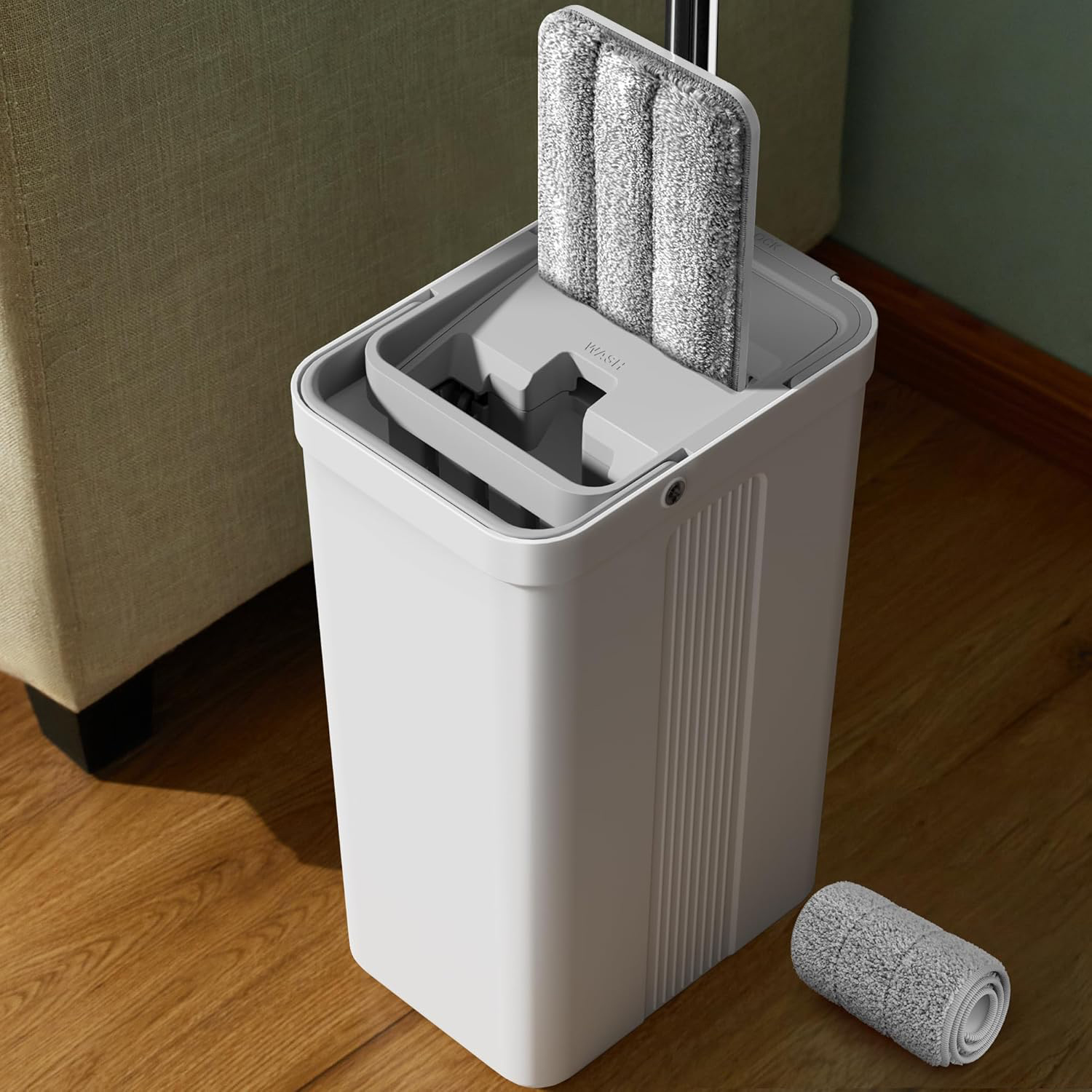 Secchio Bianco + Mop Piatto da 50" + 1 Panno