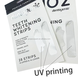 Sacs Ziplock Personnalisés en Papier Kraft Blanc Imprimés UV avec Estampage à Chaud sur Trois Côtés pour Floss, Dentifrice et Bandes Blanchissantes pour les Dents - Product Image 4