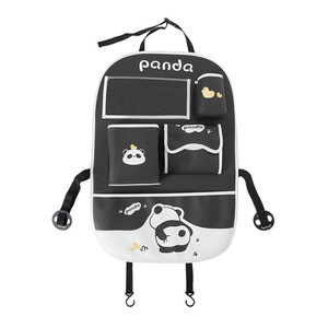 Panda <b>Car</b> Trash Can With Compartments Leather Rear Seat Hanging <b>Storage</b> <b>Bag</b> Waterproof For Auto Interior Organization - Product Image 5