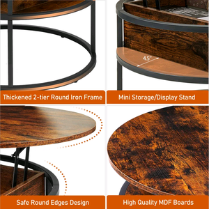 Set di Tavolini da Caffè Rotondi in Legno di Lusso Combohome Design KD per Arredamento Soggiorno - Product Image 4