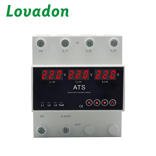 Three-phase Automatic Phase Changeover Switch 63A Over Undervoltage Protection Digital Display Phase Selector