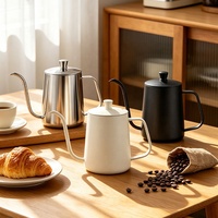 Bouilloire à café pour infusion manuelle en acier inoxydable 304 avec bec long et fin ; Verseuse à café pour infusion par le dessus avec contrôle précis de l'eau ; Design moderne ; Portable