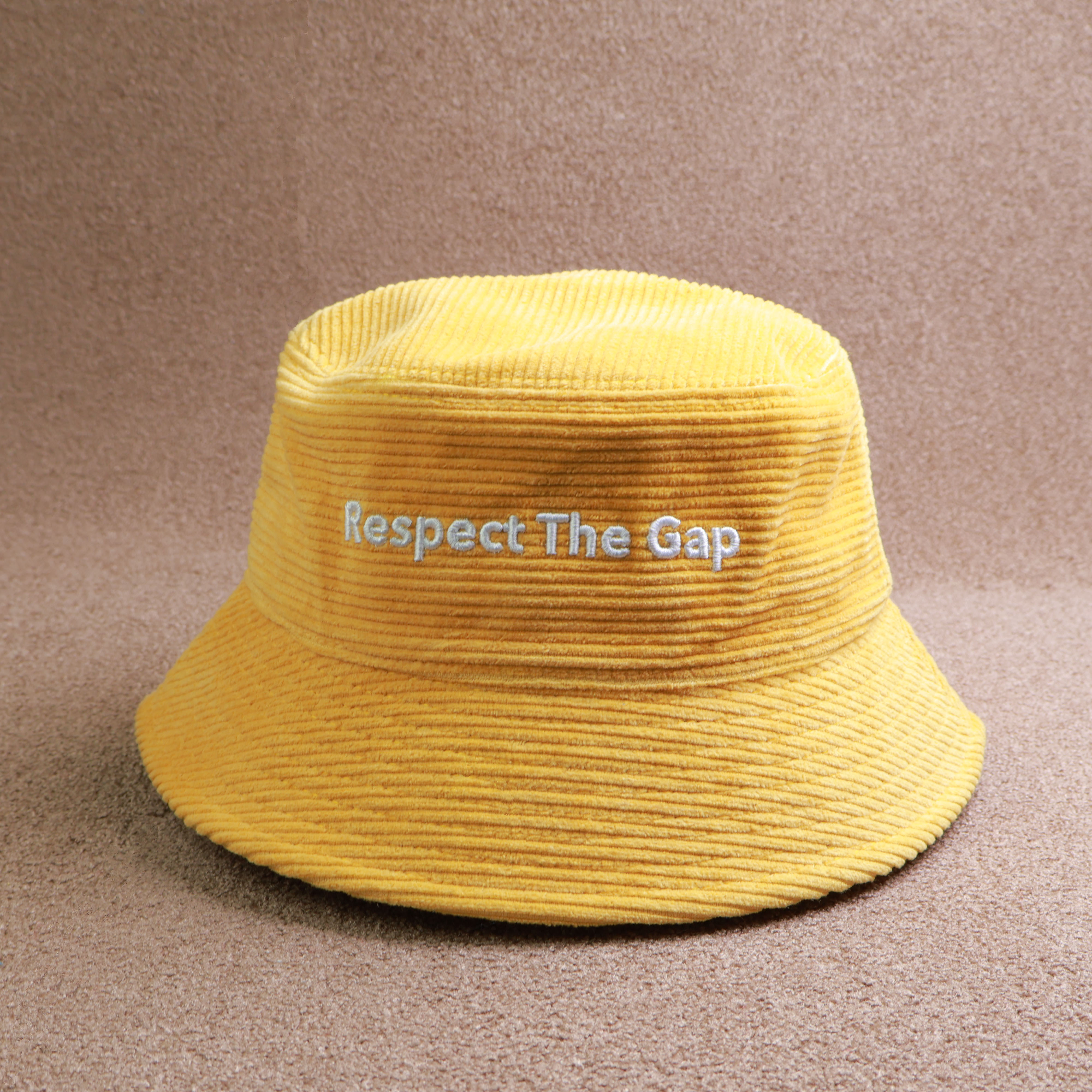 Corduroy flat embroidered bucket hat