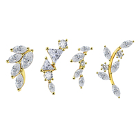 Lotus Implant F136 Titane CZ Clair, Pendentifs pour Piercings Labret et Cartilage, à Filetage Interne et Sans Filetage, Bijoux de Piercing Corporel