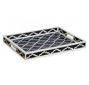 Ramadan Best Selling Handmade Resin Inlay <b>Black</b> <b>Decorative</b> Serving <b>Tray</b> Home Restaurant Hotel Islamic Eid Gift - Product Image 3