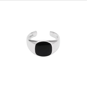Anillo de Plata de Ley S925 con Acabado Negro, Diseño Geométrico, Unisex, para Uso Diario, con Engaste de Bisel, Joyería para el Dedo Índice - Product Image 5