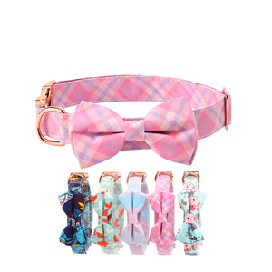 <span class=keywords><strong>Collar</strong></span> de perro con flores de diseño de lujo, seda, con lazo, hebilla de Metal impresa, personalizado, sublimado, a la moda, venta al por mayor - Product Image 3