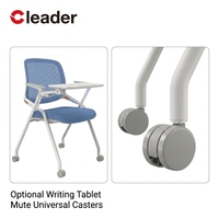 Chaise de bureau pliable Cleader moderne en maille avec tablette d'écriture extensible - Conception ergonomique pour usage commercial