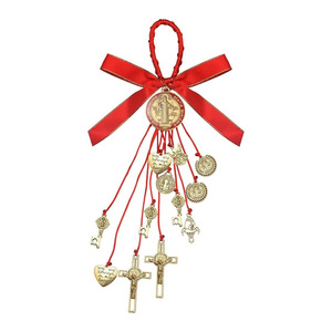 Ornement Médaille Saint Benoît, Pendentif de Sac, Décoration de Voiture, Religieux Catholique, Croix, Cœur, Mode, Porte-clés Mousqueton en Métal - Product Image 3