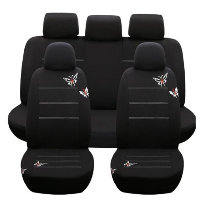 Butterfly Universal Car Seat Covers Full Set Fit Embroidery Cloth Automotive Vehicle Cushion Covers for Cars Sedan SUV Trucks