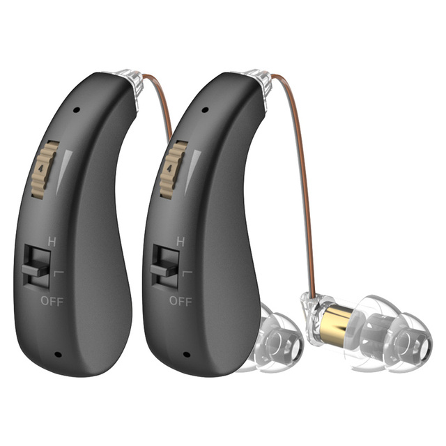 Omhealth ZT-02 Lightweight 2-Channel Hearing Aid with Rechargeable Battery Noise Cancelling Feedback Suppression for Elderly
