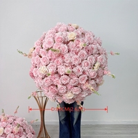 Boule de fleurs artificielle rose réaliste en soie de haute qualité pour centre de table, idéale pour les fêtes, la rentrée scolaire et la décoration de scène