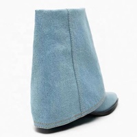 Bottes de pantalon sexy style cheville à talon bloc pour femmes bottes d'hiver confortables en denim à talon haut pour femmes
