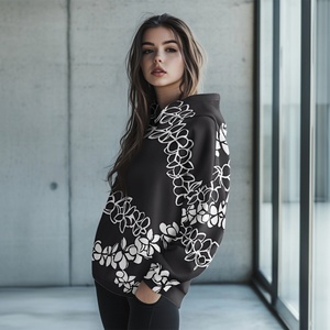 Venta al por mayor sudaderas con capucha de las mujeres sudaderas logotipo personalizado más tamaño esencial Sudadera con capucha unisex de gran tamaño elei imprimir negro sudaderas con capucha - Product Image 2