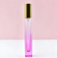 Flacon en verre carré de 10 ml à dégradé de couleurs, tendance, avec pulvérisateur pour emballage de parfum, flacon vide en verre de luxe