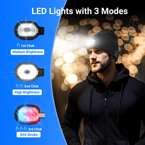 Bonnet d'hiver Bluetooth avec lumière LED Musique Bonnet rechargeable en tricot pour la course à pied Pêche Noël Activités de plein air - Product Image 4