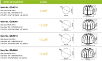 Tente dôme de luxe en polycarbonate pour l'extérieur 310 x 246 H, facilement assemblable avec structure métallique et bois traité sous pression pour hôtels et maisons