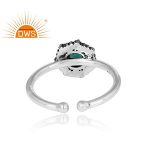 Magnifique bague en pierre précieuse d'onyx vert faite à la main en argent sterling 925 bague antique fabricant de bijoux en argent Collection classique - Product Image 4