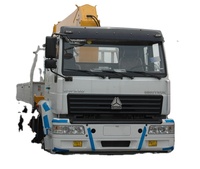 Camion de cargaison à plat Diesel SINOTRUK HOWO 6X4 371HP avec flèche de grue 8T nouvelle condition camion léger 4x2 roue motrice direction gauche