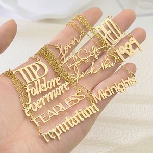 Collar con Colgante Conmemorativo de Acero Inoxidable con Letras del Álbum de <span class=keywords><strong>Taylor</strong></span> Swift, Mercancía para Fans, Venta al Por Mayor y Dropshipping - Product Image 2