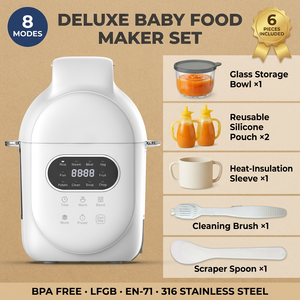 Pengolah Makanan Bayi 8 Mode, Pengukus, Blender, Pembuat Puree dengan Mangkuk Kaca dan Kantong Silikon, Set Deluxe - Product Image 1