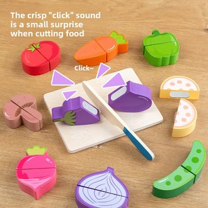 Wooden Play Fruits Vegetables <strong>Set</strong> Toddler Pretend Cutting Toy Educational Montessori Toys Gift for Boys and Girls - Product Image 1