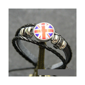2026 Football World USA <strong>Canada</strong> Mexico Flag Pattern Leather Bracelet Fashion Support National Team Bracelet - Product Image 1