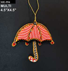 Adorno de sombrilla con cuentas hecho a mano para árbol de Navidad, fabricante y proveedor de sombrillas bordadas Zardozi - Product Image 1