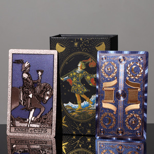 Cartas de <span class=keywords><strong>Tarot</strong></span> Blue-Gold Book Pages 2026 Nueva Edición, con Hojas Doradas, Impermeables, de Plástico Estándar, Juego Completo de 80 Cartas - Product Image 4