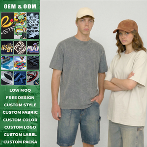 Camisetas Personalizadas de Algodón 100% Tejido para Hombre, Oversize, 240gsm, Teñidas con Técnica Ice Dyed, Estilo Streetwear, Venta al por Mayor, OEM, Impresión DTG - Product Image 3