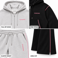 Ensemble sweat à capuche zippé et pantalon de survêtement surdimensionné personnalisé pour homme avec cordon de serrage, style streetwear, logo OEM de fabrication avec lettres
