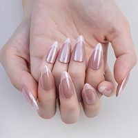 Vente en gros de faux ongles Aurora faits à la main en acrylique français, couvrants, à presser, de haute qualité, avec boîte personnalisée