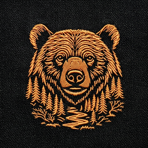Bear Head Embroidered Iron-On Applique Woven Fabric Rectangle Eco-Friendly Decorative Badge for Cloth and Hat - Product Image 1