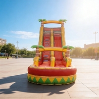Toboggan aquatique gonflable commercial jaune avec piscine, toboggans aquatiques gonflables pour adultes